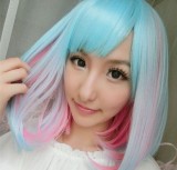 Sweet Sky Blue Pink Short Lolita Wig