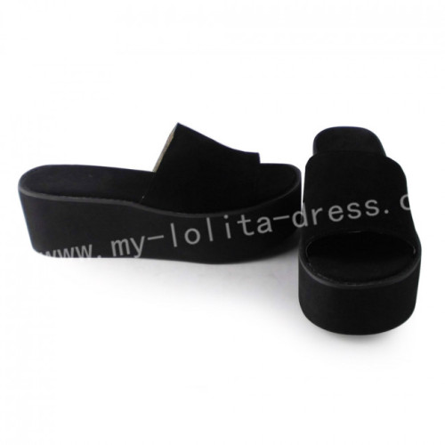 Black Velvet Hight Platform Lolita Sandals