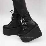 Matte Black Belts Goth Punk Lolita Boots