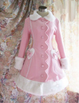 Pink Elegant Lolita Jacket Heart & Fur Collar