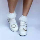 Black White Middle Heel Lolita Shoes