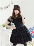 Black Classic Cotton Lolita Dress - Black Size M  In Stock