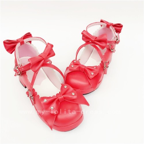 Red Bows Lolita Princess Shoes