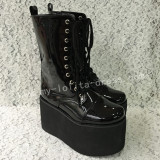 Sweet Glossy Black Lolita High Platform Boots