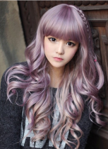 Sweet Purple to Rosy Brown Long Curls Lolita Wig