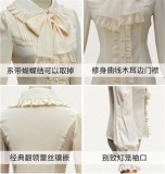 Vintage Peter Pan Collar Long Sleeve Lolita Blouse White Size L Chiffon with Velvet Thick Version - In Stock