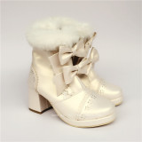 Sweet Pearl White Two Bows Lolita Winter Boots
