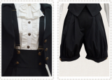 Black Vingtage Chiffon Ouji Lolita Vest + Short Pants - In Stock