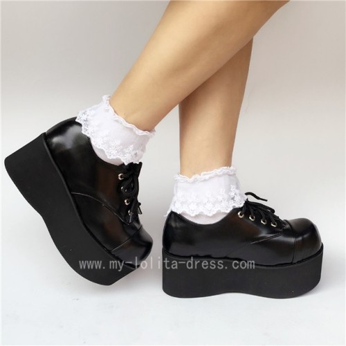Gothic Matt Black Rivet High Platform Shoes $-Girls Lolita High Platform