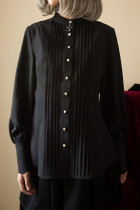 Little Dipper Silent Poetry~ Gothic Lolita Long Sleeves Blouse - Ready Made Black Size M - In Stock