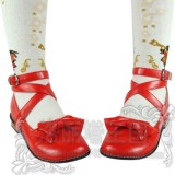Black/White/Pink/Red Flat Heels Lolita Shoes -Pink Size 38 In Stock