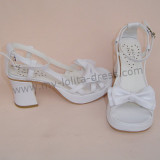 White Simplified Bow Lolita Sandals