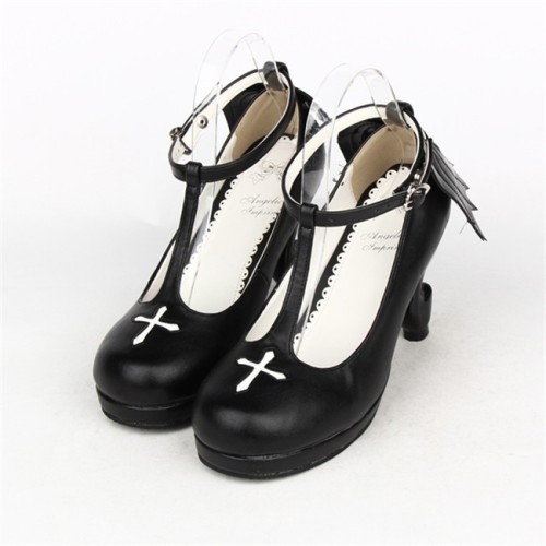 Angelic Imprint- Elegant T-shaped Straps Lolita Heels Shoes withAngel  Wings$39.99-Footwear