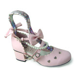 Sweet Pink Bows Hearts Lolita Shoes