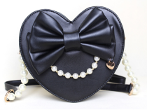 AP Replica Lady Heart Ribbon Cross-body Bag Black - In Stock