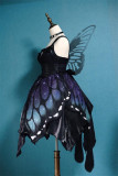 The Butterfly Effect ~Punk Halloween Lolita High Waist JSK - Silver Gray Long Version M - In Stock