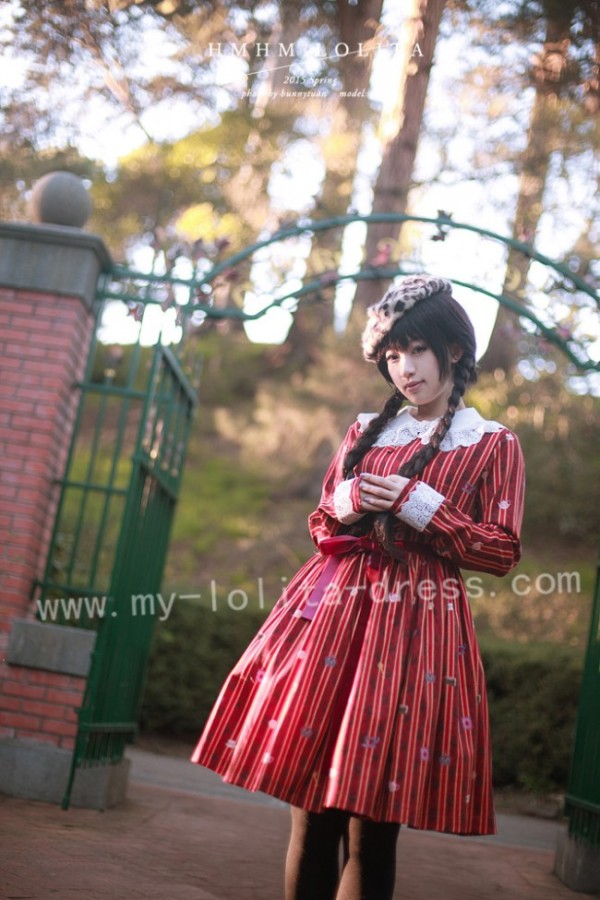 HMHM Lolita Long Sleeves Wine Lolita OP Dress