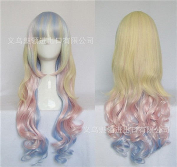 80cm Ice-cream Color Lolita Long Curly Wig For Girls