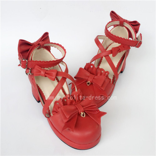 Sweet Red Bows Lolita Heels Shoes