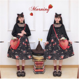 A Strawberry~Sweet Bows Lolita cross bag -Ready made Red Size M without bow - In Stock
