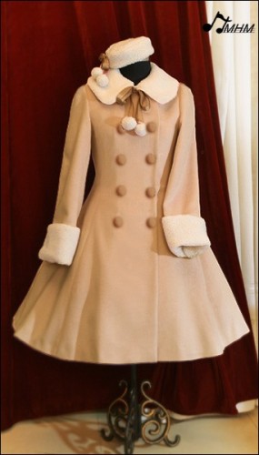 Sweet Pink A-line Long Lolita Winter Jacket 4 Colors $149.99-Women Lolita  Jackets