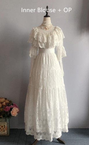Zjstory Lolta Pearl Girls Heavy Lace Vintage Lolita Op