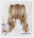 Sweet Burly Wood Face Framing Double Ponytails Curls Lolita Wig