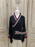 Alice Girl ~Lucky Cat~ Kimono Style Lolita Blouse/Coat -Pre-order Dark Blue Printed Coat Size L - In Stock