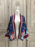 Alice Girl ~Lucky Cat~ Kimono Style Lolita Blouse/Coat -Pre-order Dark Blue Printed Coat Size L - In Stock