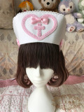 White Hat with Pink Bowknots