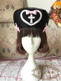 Black Hat with Pink Bowknots