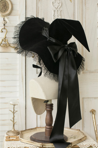 Cutie Creator ~ Witch's House~  Velvet Bow Lolita Witch Hat Black - In STOCK