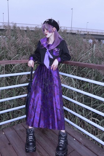 Blood ~The Disappearance of Purple Butterfly Blouse/SK