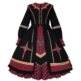 Withpuji Embroidery Cross Dark Gothic Lolita OP