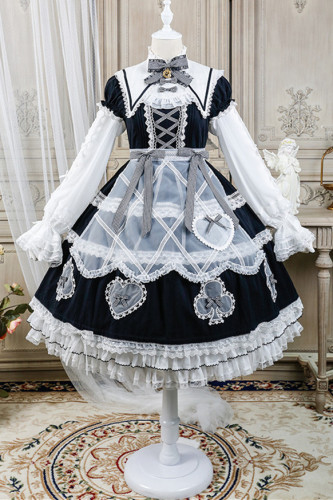Alice Girl ~Alice~ Lace Bow Lolita OP -Pre-order Blue OP Size M - In Stock