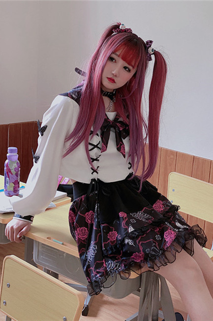 Diamond Honey Edge Goth Sailor Uniform Top + Skirt Set