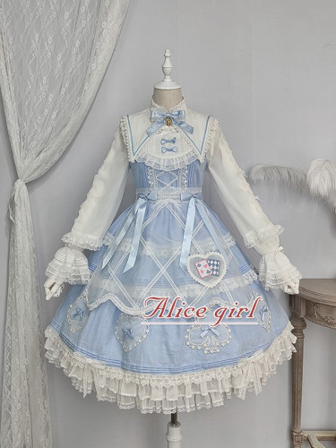 Alice Girl ~Alice~ Lace Bow Lolita JSK -Pre-order Blue Black Size M - In Stock