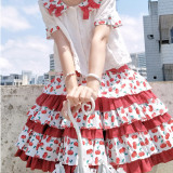 Magic Tea Party ~Cherry Tea Party Lolita Skirt -Ready Made