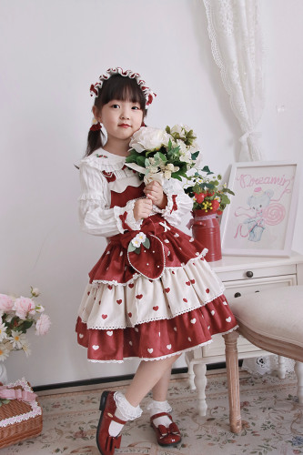 Alice Girl ~Rabbit Strawberry Lolita Salopette for Kids -Pre-order