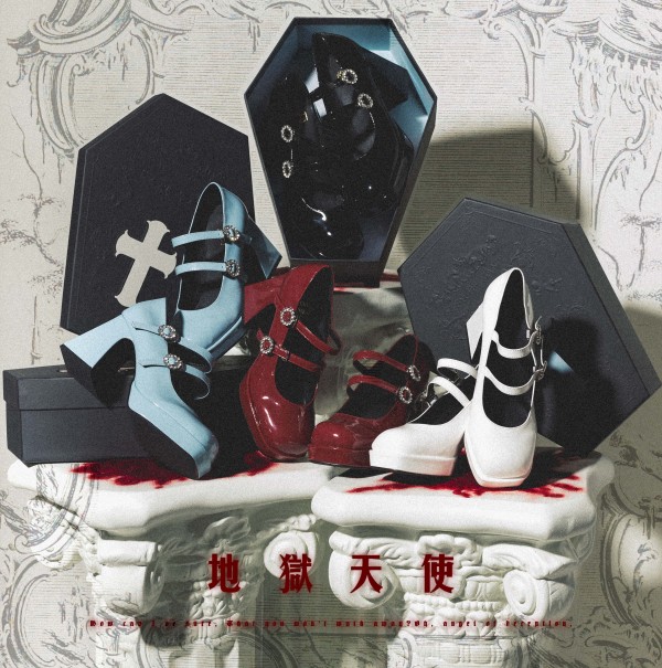 Unicorn Tears ~Ange de l‘enfer Lolita Shoes - Red Velvet Size 41-In Stock