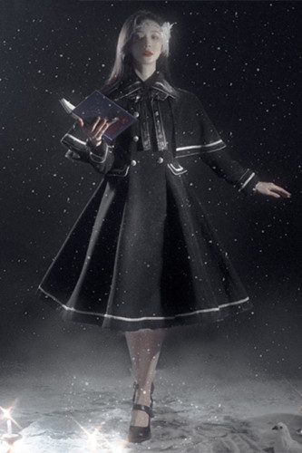 Travelers In the Milky Way Winter Lolita Coat with Detachable Cape -Ready Made Coffee Size L - In Stock