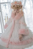 Sweet White Pink Winter Padded Long Coat
