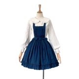 Peter Pan Collar Cotton Lolita Blouse/Skirt - Ready Made White&Black Blouse Size L - In Stock