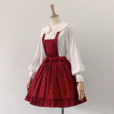 Peter Pan Collar Cotton Lolita Blouse/Skirt - Ready Made White&Black Blouse Size L - In Stock