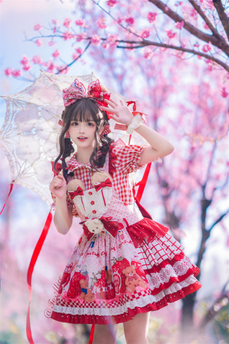 Tommy Bear ~Bear Strawberry Candy Kimono Lolita Salopette -Pre-order