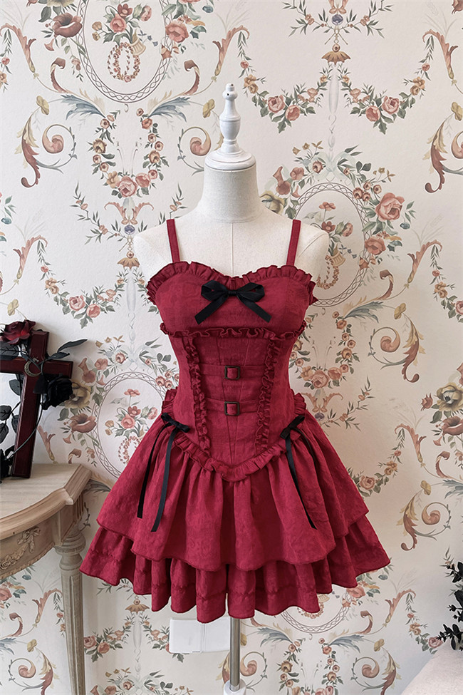 Red and black lolita dress hotsell