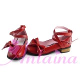 Black/White/Pink/Red Flat Heels Lolita Shoes
