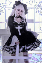 Withpuji ~Penumbra Requiem Halloween Black Velvet Lolita OP