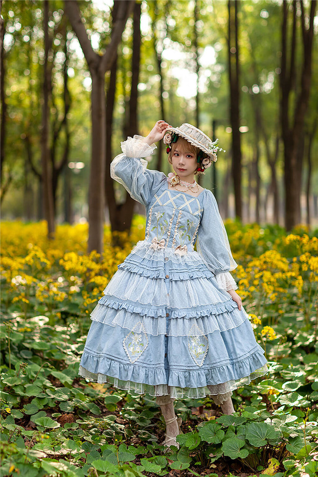 Lily embroidery jumper skirt and bolero flower loli style