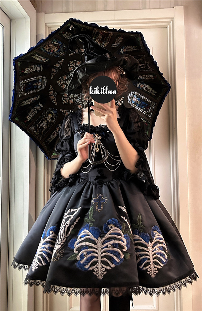 LeMiroir ~ Skeletal Remains Embroidery Lolita OP/JSK